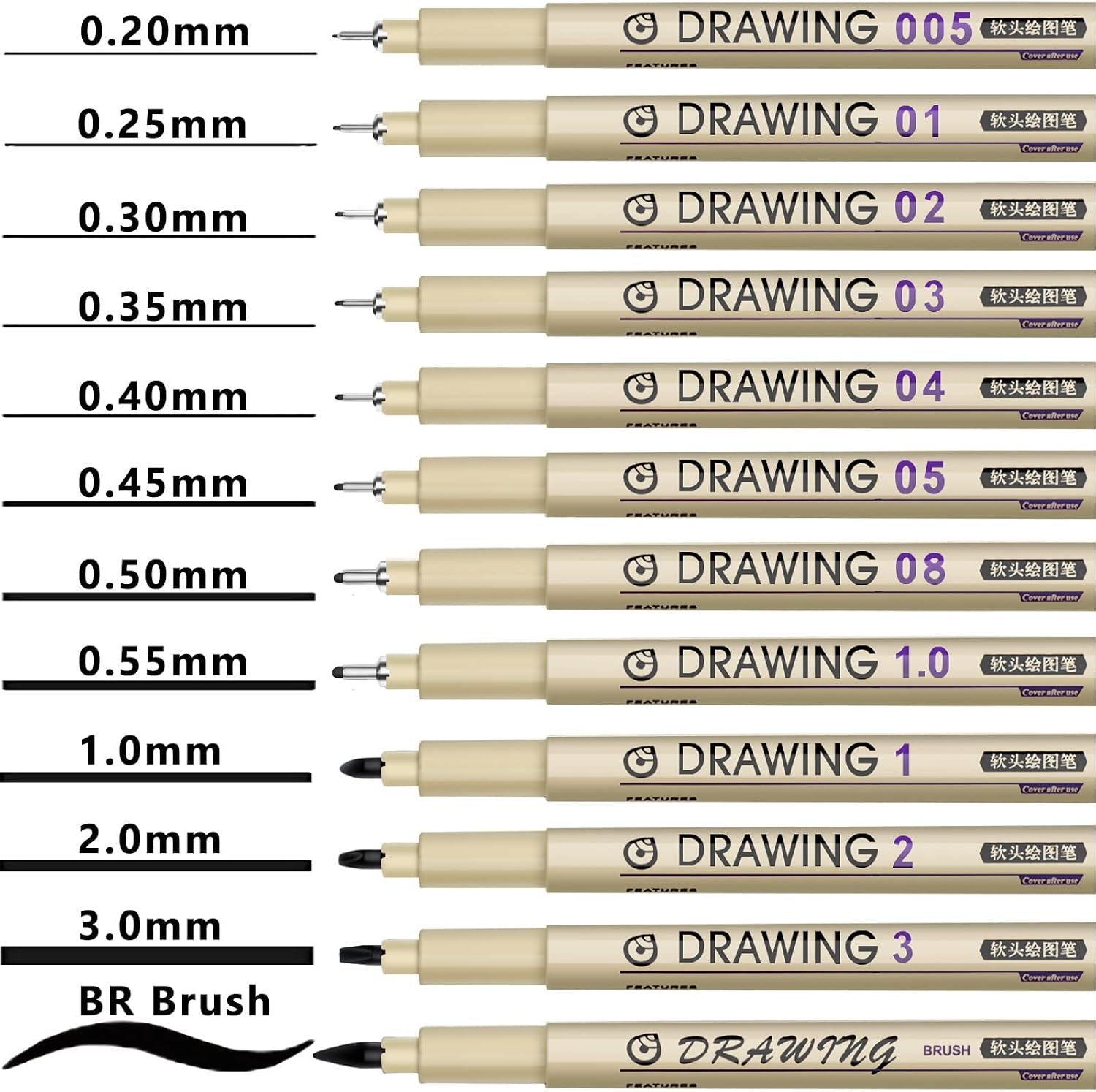 Muchcute Micro Fineliner Drawing Art Pens: 12 Black Fine Line Waterproof Ink Set Artist Supplies Archival Inking Markers Liner Sketch Outline Anime Gifts Manga Sketching Watercolor Zentangle Kit Stuff - Image 2
